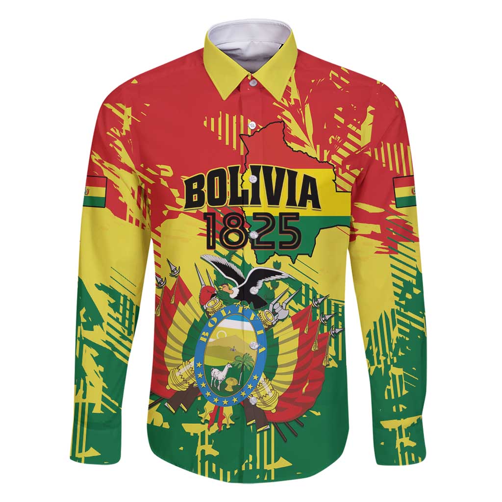 Personalized Bolivia 1825 Family Matching Off Shoulder Short Dress and Hawaiian Shirt Coat Of Arms Flag Colors - Wonder Print Shop