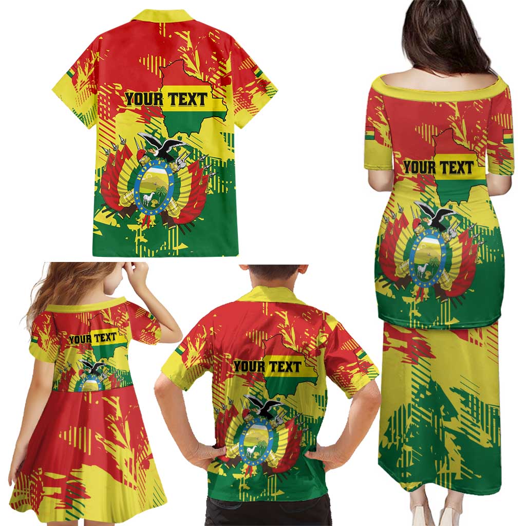 Personalized Bolivia 1825 Family Matching Puletasi and Hawaiian Shirt Coat Of Arms Flag Colors - Wonder Print Shop