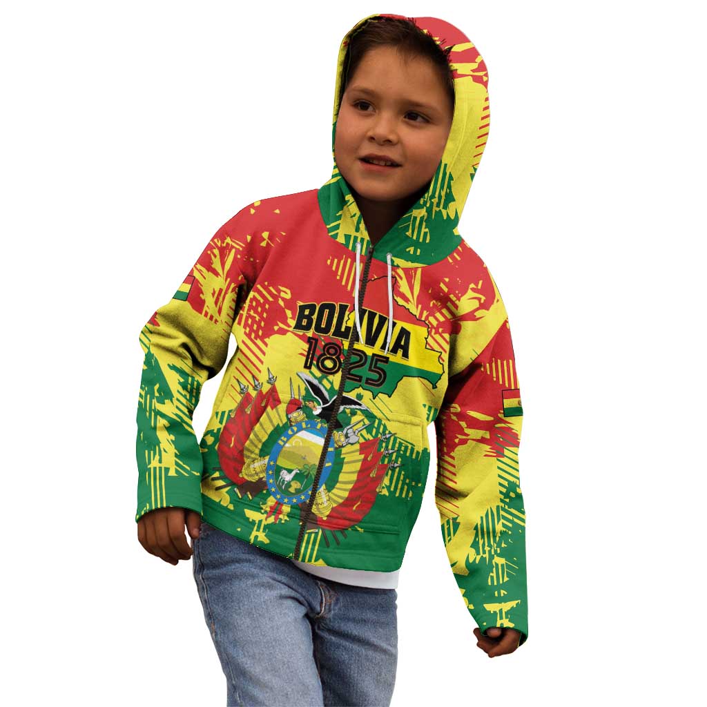 Personalized Bolivia 1825 Kid Hoodie Coat Of Arms Flag Colors - Wonder Print Shop