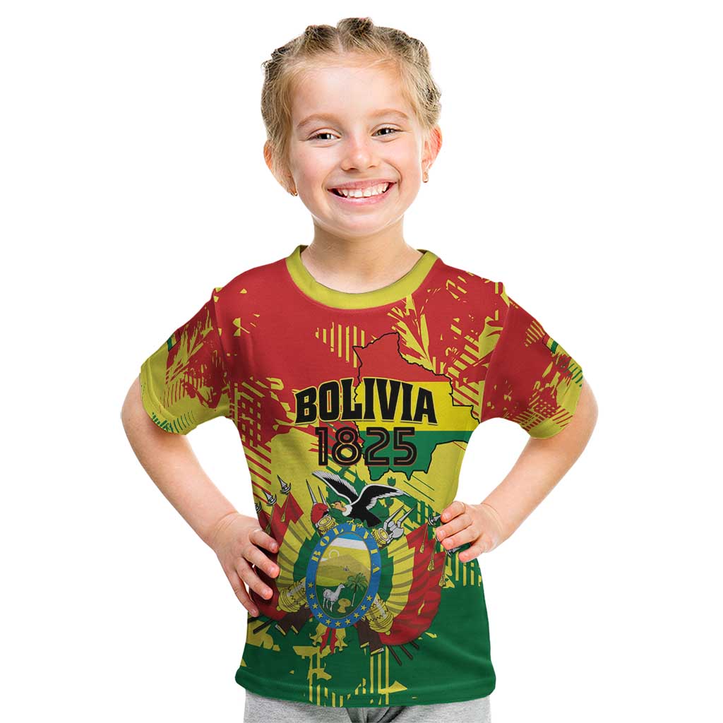 Personalized Bolivia 1825 Kid T Shirt Coat Of Arms Flag Colors - Wonder Print Shop
