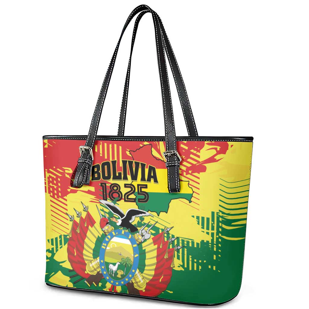 Bolivia 1825 Leather Tote Bag Coat Of Arms Flag Colors - Wonder Print Shop