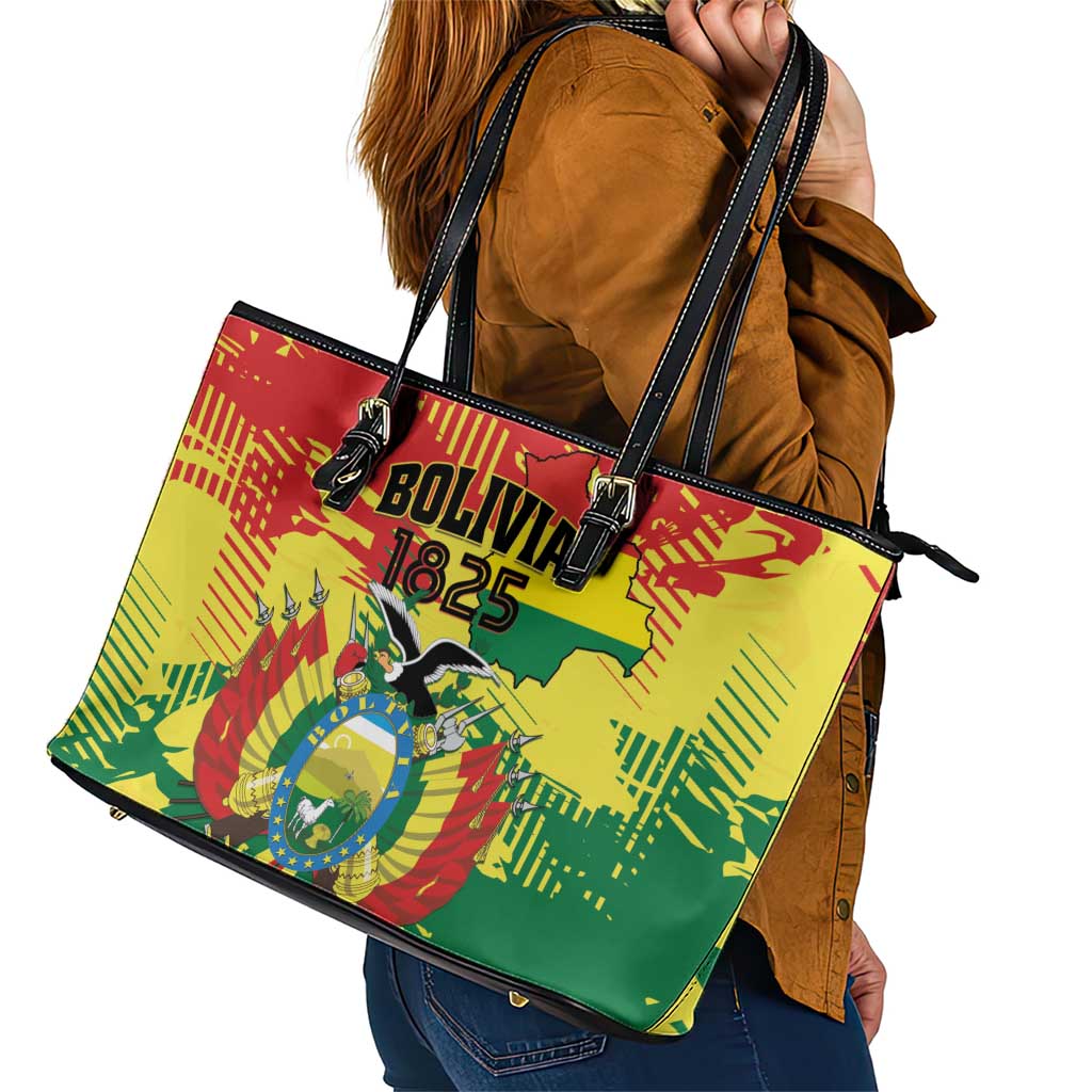 Bolivia 1825 Leather Tote Bag Coat Of Arms Flag Colors - Wonder Print Shop