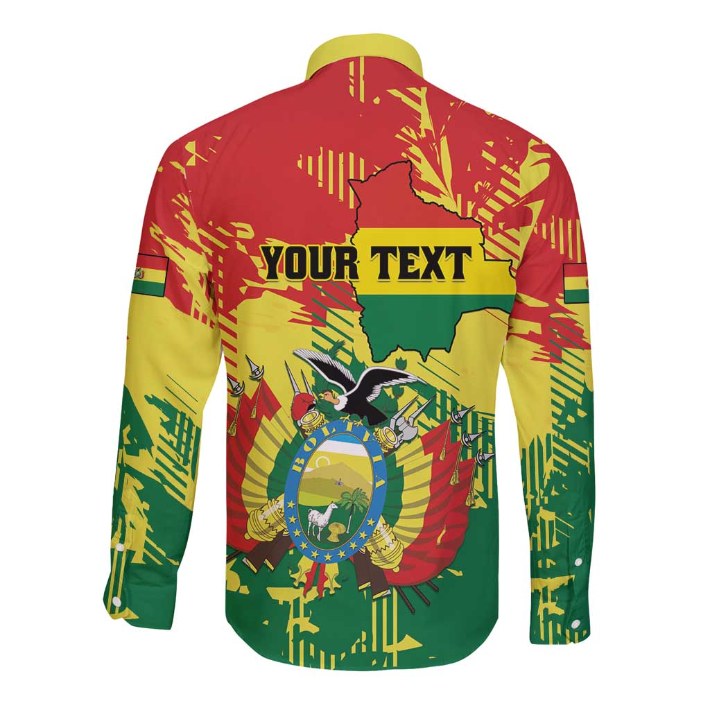 Personalized Bolivia 1825 Long Sleeve Button Shirt Coat Of Arms Flag Colors - Wonder Print Shop