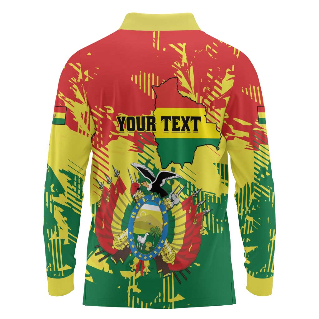 Personalized Bolivia 1825 Long Sleeve Polo Shirt Coat Of Arms Flag Colors - Wonder Print Shop