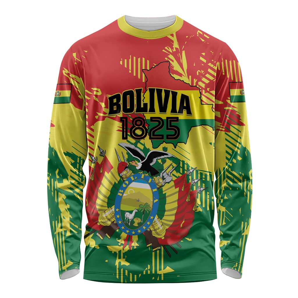 Personalized Bolivia 1825 Long Sleeve Shirt Coat Of Arms Flag Colors - Wonder Print Shop
