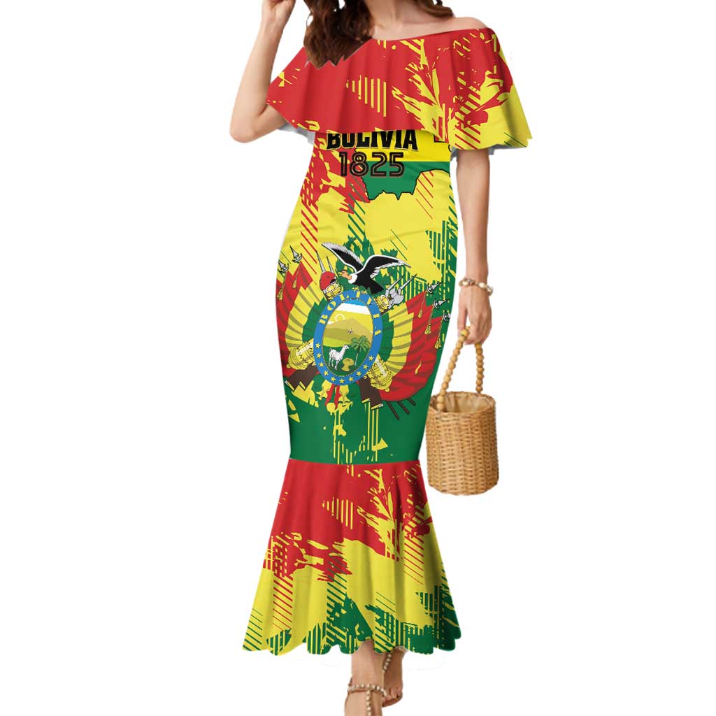 Personalized Bolivia 1825 Mermaid Dress Coat Of Arms Flag Colors - Wonder Print Shop