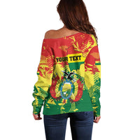Personalized Bolivia 1825 Off Shoulder Sweater Coat Of Arms Flag Colors - Wonder Print Shop