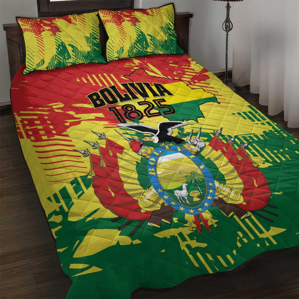 Bolivia 1825 Quilt Bed Set Coat Of Arms Flag Colors - Wonder Print Shop