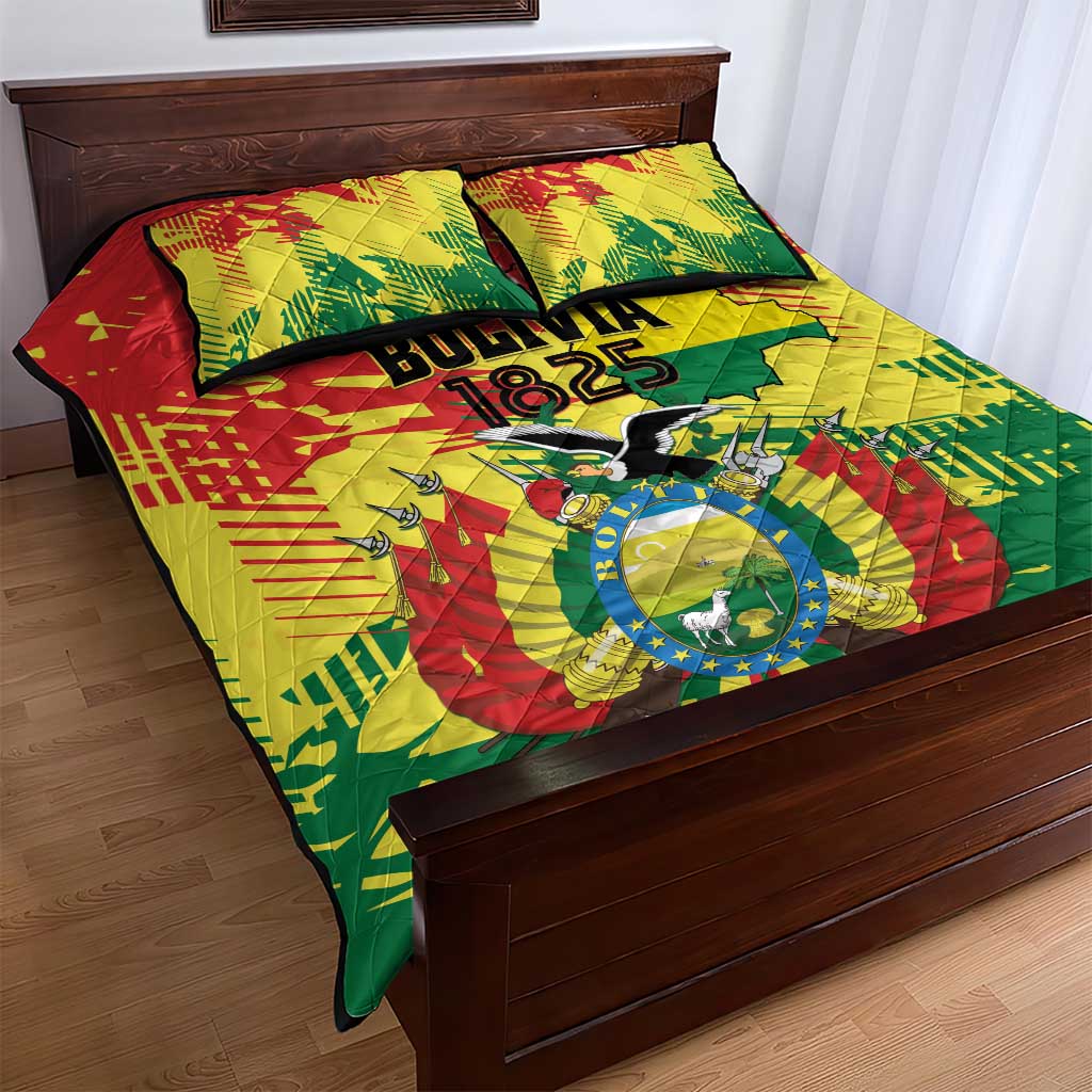 Bolivia 1825 Quilt Bed Set Coat Of Arms Flag Colors - Wonder Print Shop
