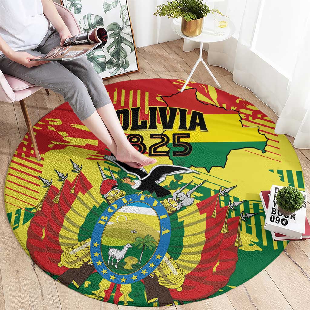 Bolivia 1825 Round Carpet Coat Of Arms Flag Colors - Wonder Print Shop