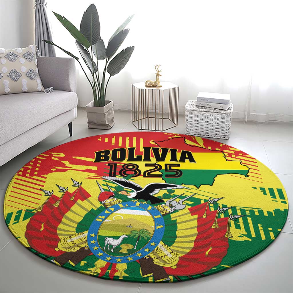 Bolivia 1825 Round Carpet Coat Of Arms Flag Colors - Wonder Print Shop