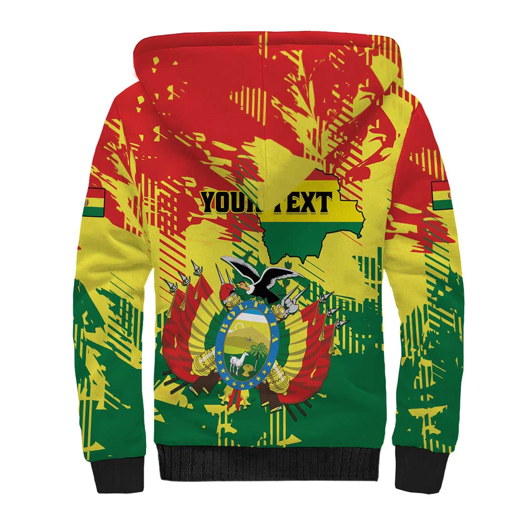 Personalized Bolivia 1825 Sherpa Hoodie Coat Of Arms Flag Colors - Wonder Print Shop