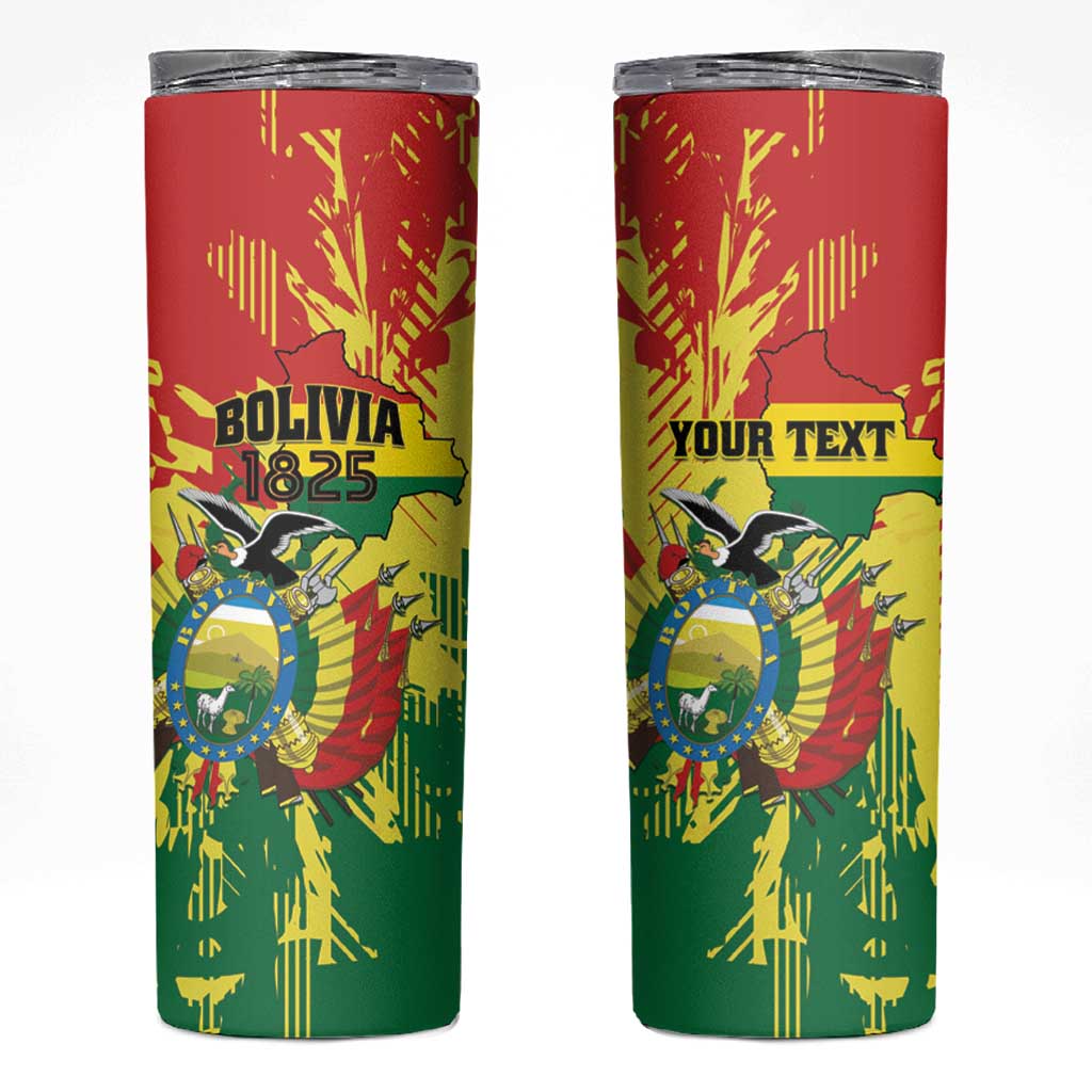 Personalized Bolivia 1825 Skinny Tumbler Coat Of Arms Flag Colors - Wonder Print Shop