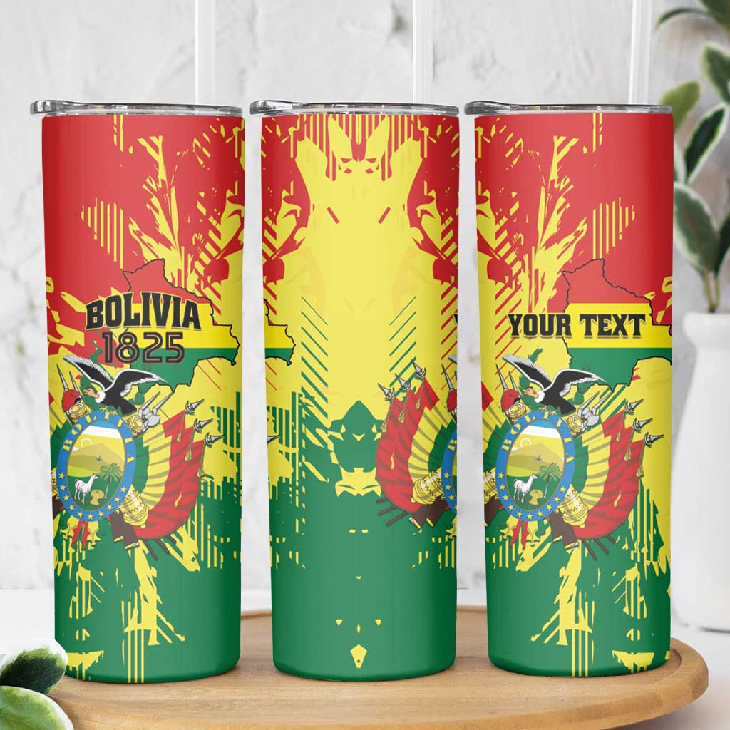 Personalized Bolivia 1825 Skinny Tumbler Coat Of Arms Flag Colors - Wonder Print Shop