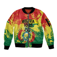 Personalized Bolivia 1825 Sleeve Zip Bomber Jacket Coat Of Arms Flag Colors - Wonder Print Shop