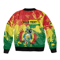 Personalized Bolivia 1825 Sleeve Zip Bomber Jacket Coat Of Arms Flag Colors - Wonder Print Shop