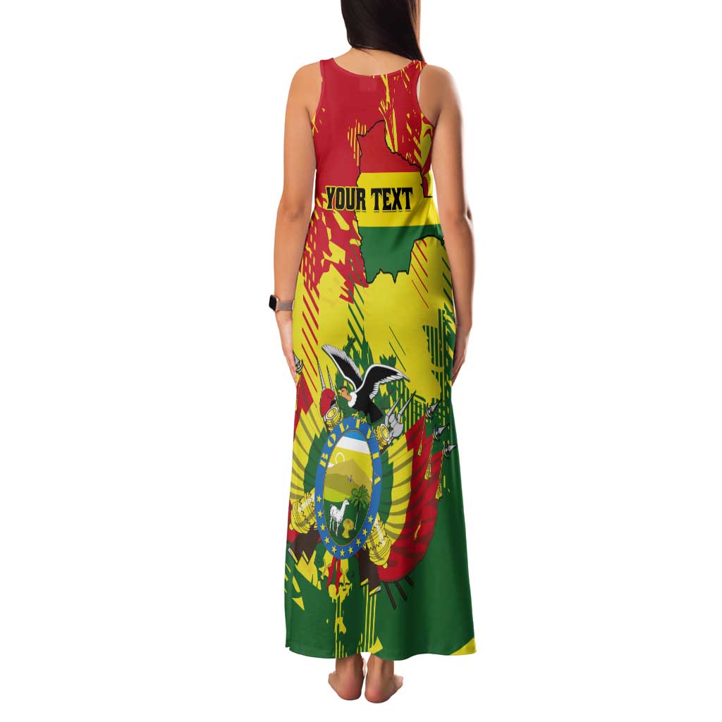 Personalized Bolivia 1825 Tank Maxi Dress Coat Of Arms Flag Colors - Wonder Print Shop