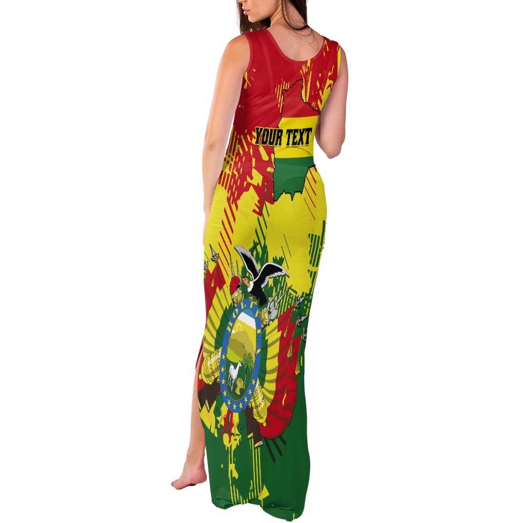 Personalized Bolivia 1825 Tank Maxi Dress Coat Of Arms Flag Colors - Wonder Print Shop