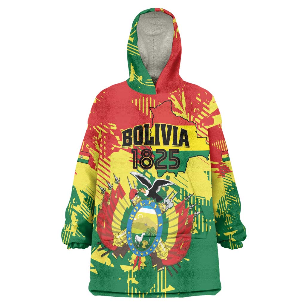 Personalized Bolivia 1825 Wearable Blanket Hoodie Coat Of Arms Flag Colors - Wonder Print Shop