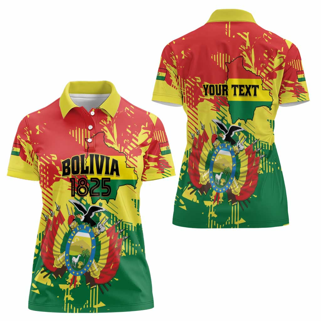 Personalized Bolivia 1825 Women Polo Shirt Coat Of Arms Flag Colors - Wonder Print Shop