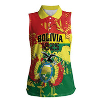Personalized Bolivia 1825 Women Sleeveless Polo Shirt Coat Of Arms Flag Colors - Wonder Print Shop