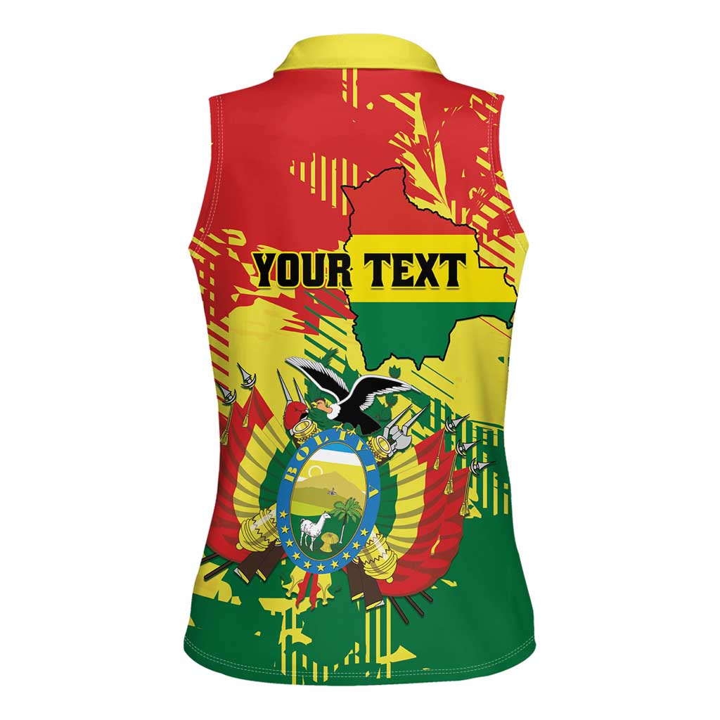 Personalized Bolivia 1825 Women Sleeveless Polo Shirt Coat Of Arms Flag Colors - Wonder Print Shop