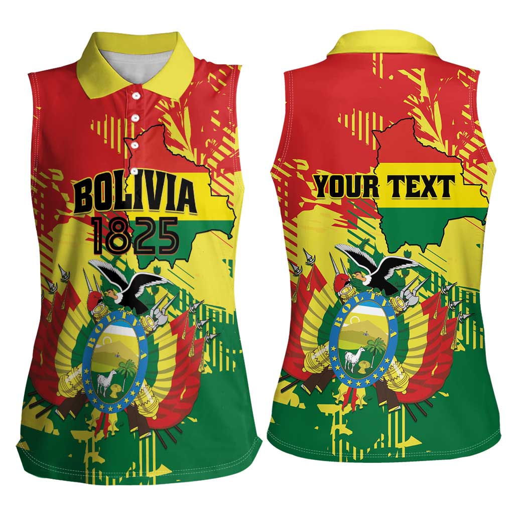 Personalized Bolivia 1825 Women Sleeveless Polo Shirt Coat Of Arms Flag Colors - Wonder Print Shop