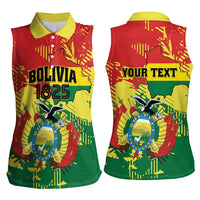 Personalized Bolivia 1825 Women Sleeveless Polo Shirt Coat Of Arms Flag Colors - Wonder Print Shop
