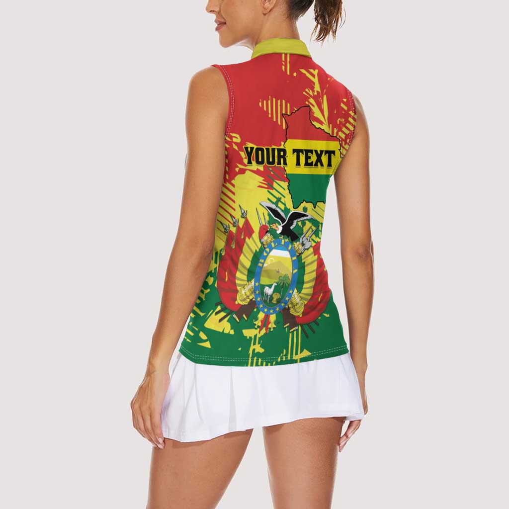 Personalized Bolivia 1825 Women Sleeveless Polo Shirt Coat Of Arms Flag Colors - Wonder Print Shop