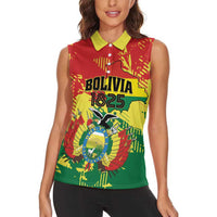 Personalized Bolivia 1825 Women Sleeveless Polo Shirt Coat Of Arms Flag Colors - Wonder Print Shop