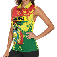 Personalized Bolivia 1825 Women Sleeveless Polo Shirt Coat Of Arms Flag Colors - Wonder Print Shop
