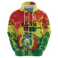 Personalized Bolivia 1825 Zip Hoodie Coat Of Arms Flag Colors - Wonder Print Shop