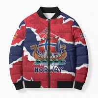 Custom Norway 2026 Soccer Bomber Puffer Jacket Vikings Keep Rowing