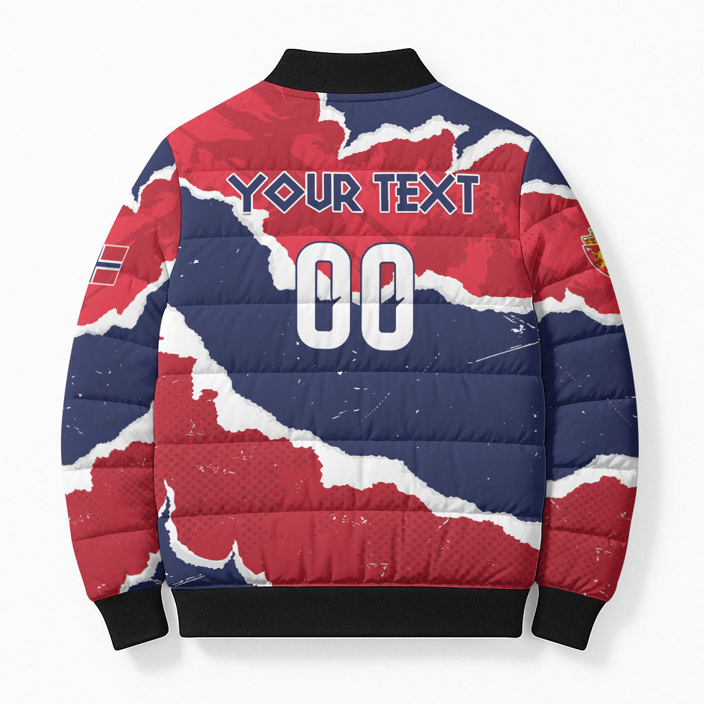 Custom Norway 2026 Soccer Bomber Puffer Jacket Vikings Keep Rowing