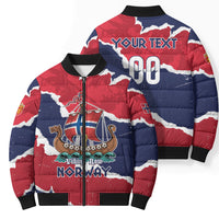 Custom Norway 2026 Soccer Bomber Puffer Jacket Vikings Keep Rowing