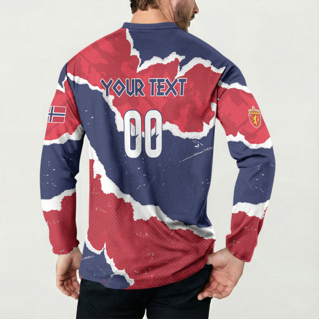 Custom Norway 2026 Soccer Button Sweatshirt Vikings Keep Rowing
