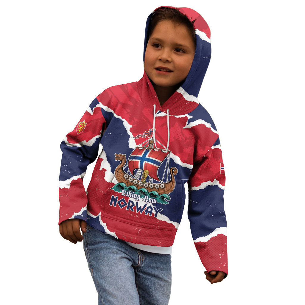 Custom Norway 2026 Soccer Kid Hoodie Vikings Keep Rowing