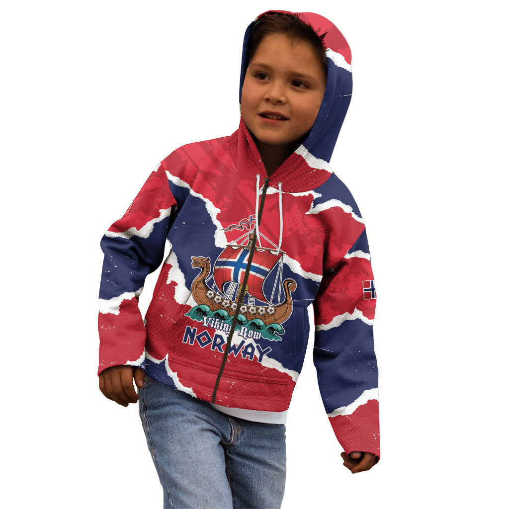 Custom Norway 2026 Soccer Kid Hoodie Vikings Keep Rowing