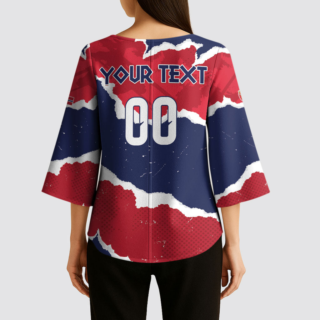 Custom Norway 2026 Soccer Kimono Sleeve Blouse Vikings Keep Rowing