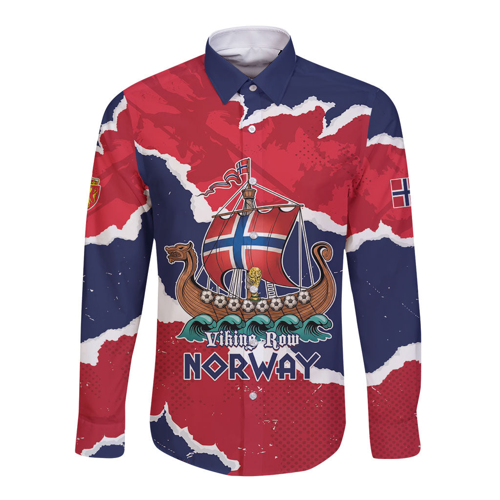 Custom Norway 2026 Soccer Long Sleeve Button Shirt Vikings Keep Rowing