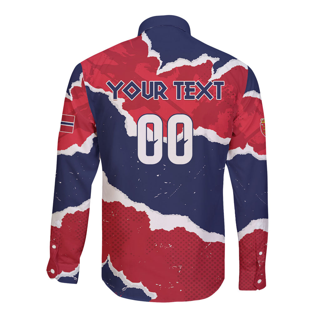 Custom Norway 2026 Soccer Long Sleeve Button Shirt Vikings Keep Rowing