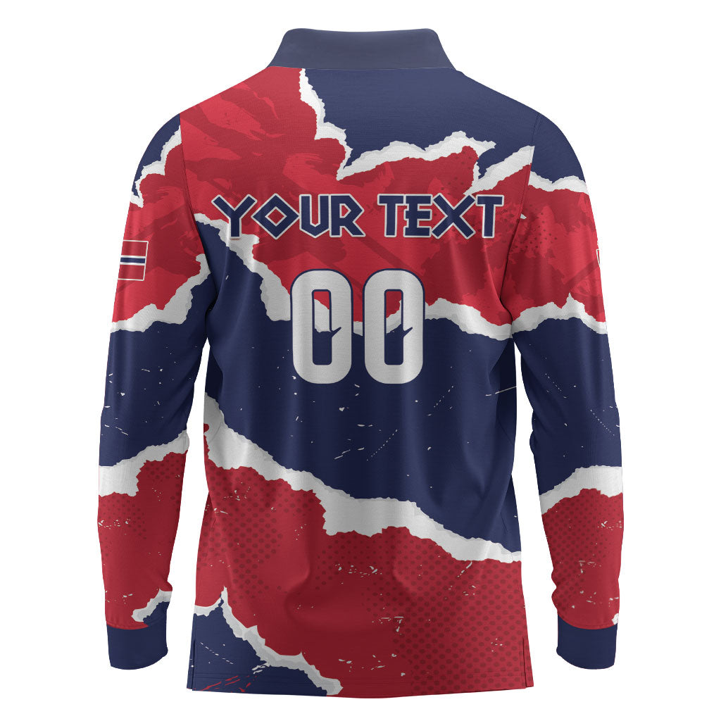 Custom Norway 2026 Soccer Long Sleeve Polo Shirt Vikings Keep Rowing