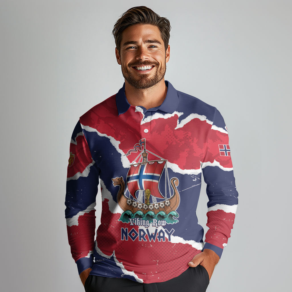 Custom Norway 2026 Soccer Long Sleeve Polo Shirt Vikings Keep Rowing