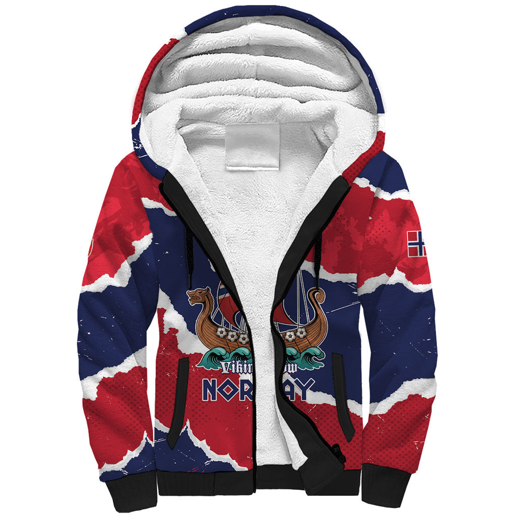 Custom Norway 2026 Soccer Sherpa Hoodie Vikings Keep Rowing