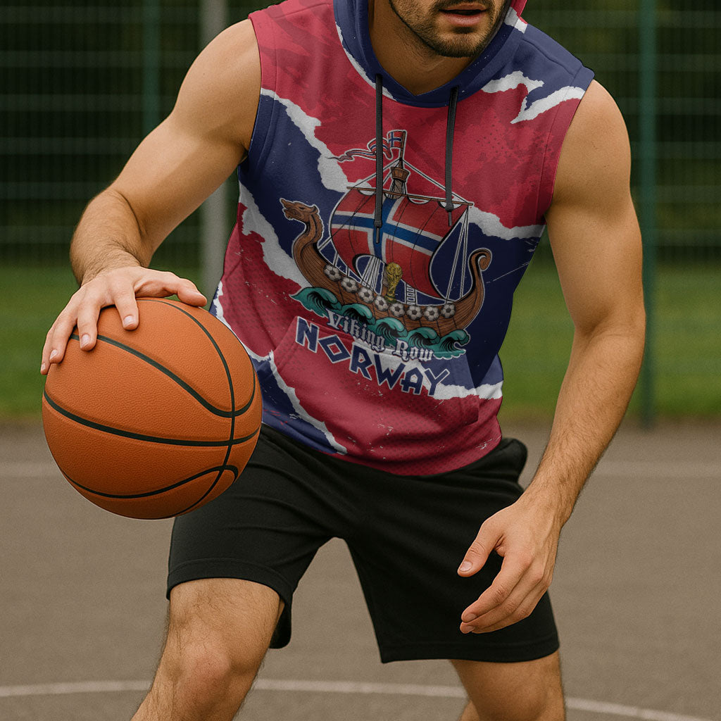 Custom Norway 2026 Soccer Sleeveless Hoodie Vikings Keep Rowing