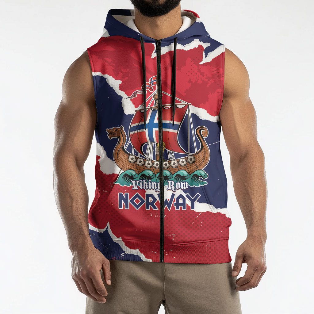 Custom Norway 2026 Soccer Sleeveless Zip Hoodie Vikings Keep Rowing
