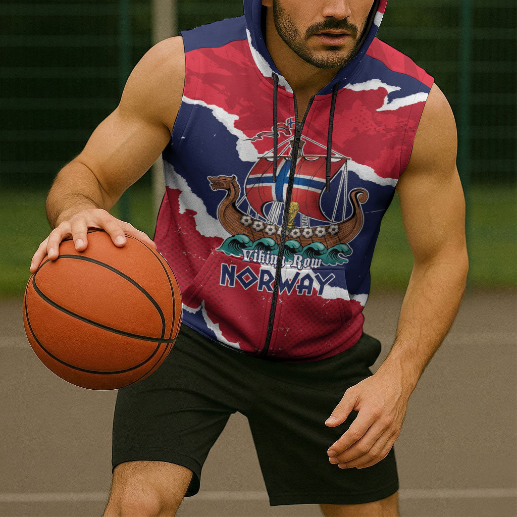 Custom Norway 2026 Soccer Sleeveless Zip Hoodie Vikings Keep Rowing