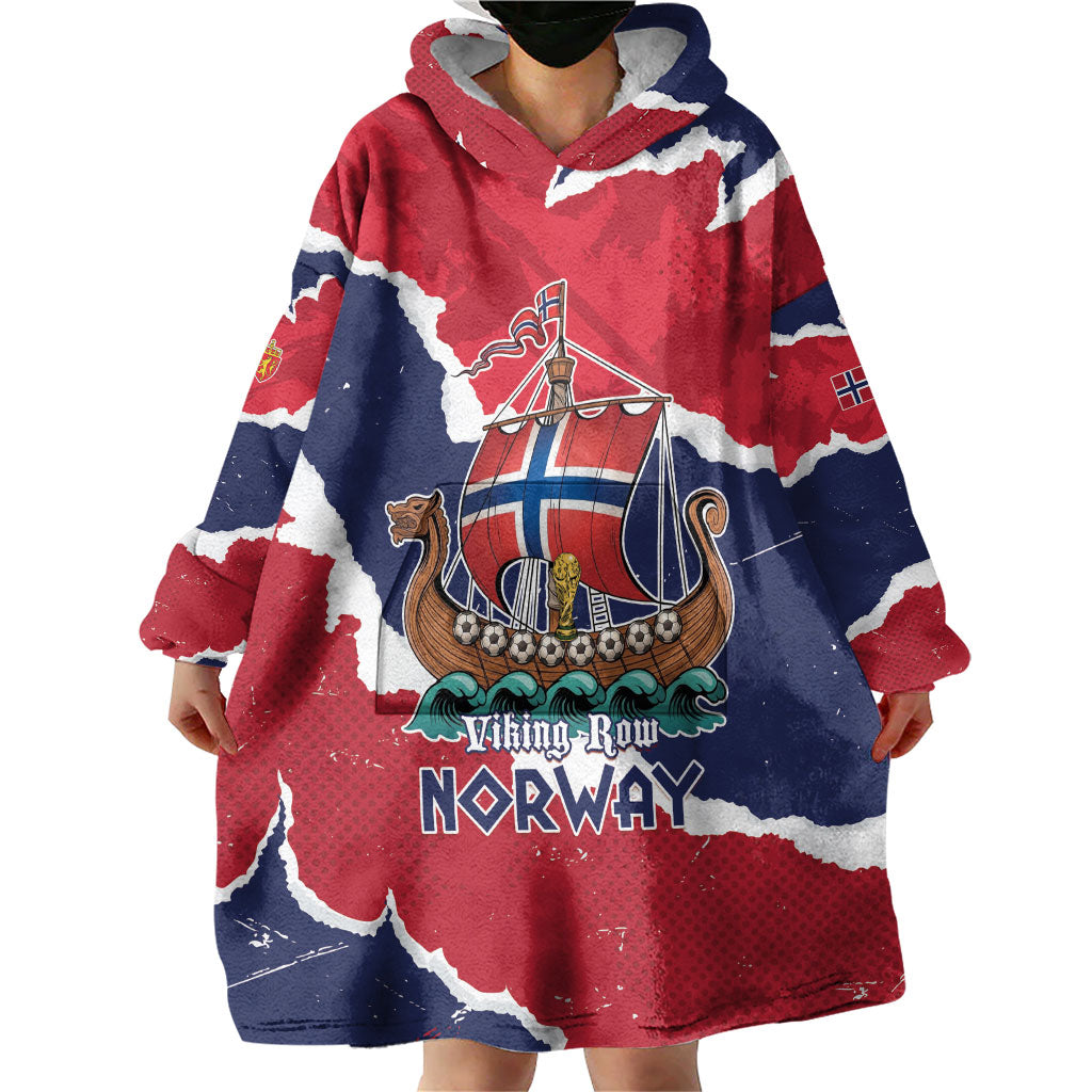 Custom Norway 2026 Soccer Wearable Blanket Hoodie Vikings Keep Rowing