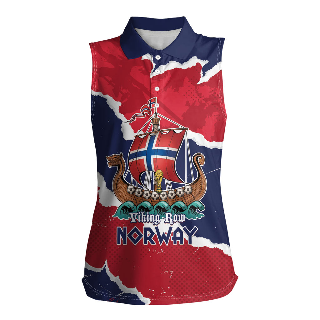 Custom Norway 2026 Soccer Women Sleeveless Polo Shirt Vikings Keep Rowing