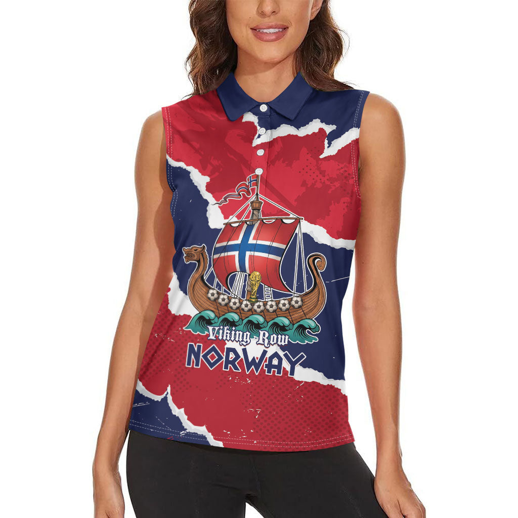 Custom Norway 2026 Soccer Women Sleeveless Polo Shirt Vikings Keep Rowing
